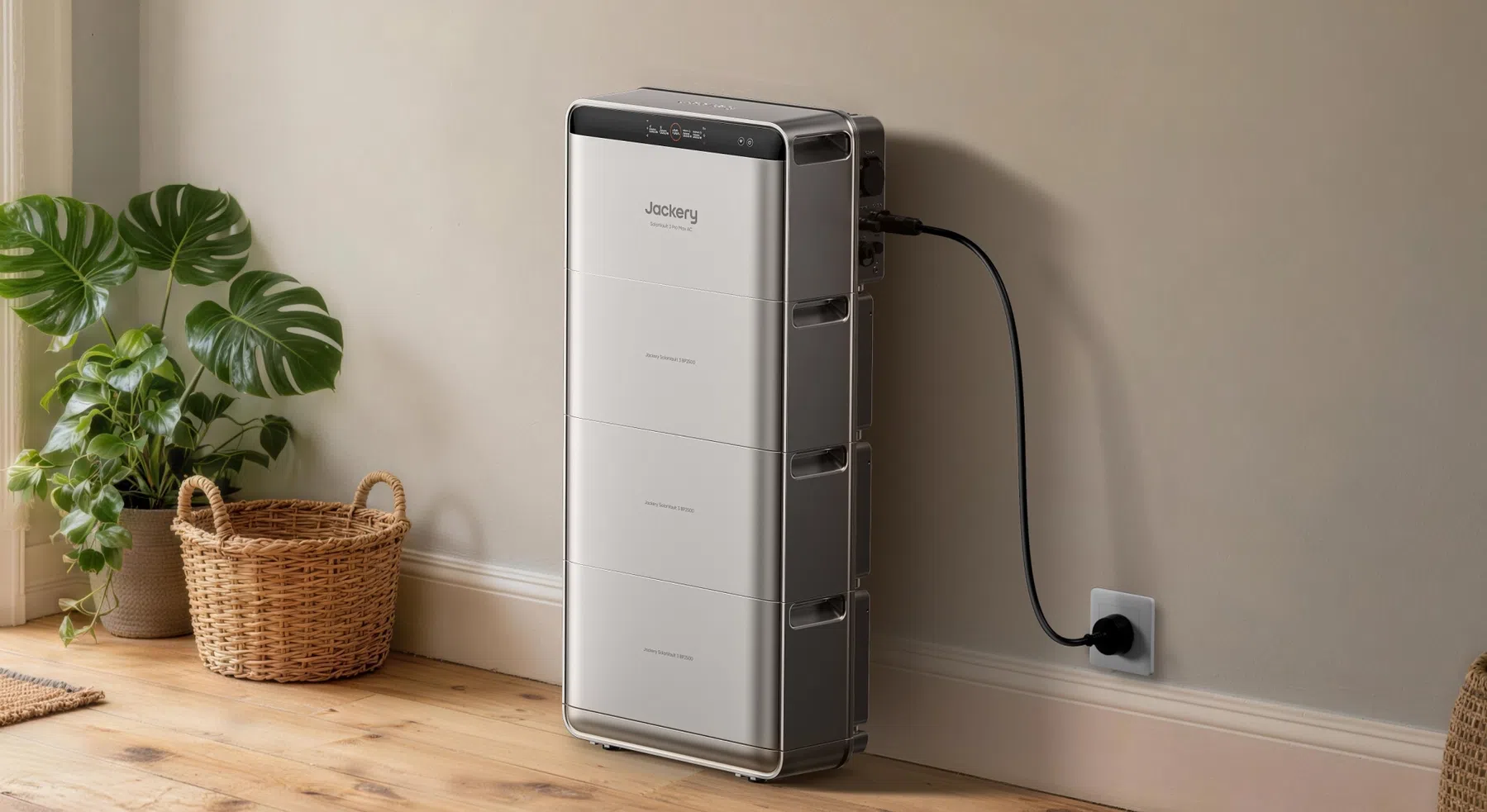 De thuisbatterij is stapelbaar en kan je op veel plekken kwijt.